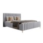 Łóżko LUX tapicerowane z pojemnikiem i zagłówkiem w tkaninie AMON 09 kolor SREBRNY DOMOHOME