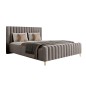 Łóżko LUX tapicerowane z pojemnikiem i zagłówkiem w tkaninie AMON 16 kolor CAPPUCCINO DOMOHOME