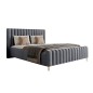Łóżko LUX tapicerowane z pojemnikiem i zagłówkiem w tkaninie AMON 11 kolor SZARY DOMOHOME