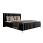 Łóżko LUX tapicerowane z pojemnikiem i zagłówkiem w tkaninie AMON 13 kolor CZARNY DOMOHOME