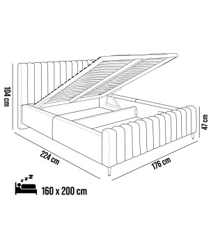 Łóżko LUX tapicerowane z pojemnikiem i zagłówkiem w tkaninie AMON 15 kolor BRĄZOWY DOMOHOME