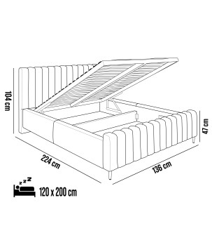 Łóżko LUX tapicerowane z pojemnikiem i zagłówkiem w tkaninie AMON 21 kolor PUDROWY RÓŻ DOMOHOME