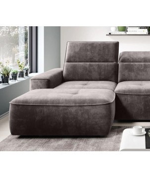 Narożnik COLOMBO Mini Lewostronny z elektryczną funkcją spania pojemnikiem PALLADIUM 05 Brązowy WERSAL