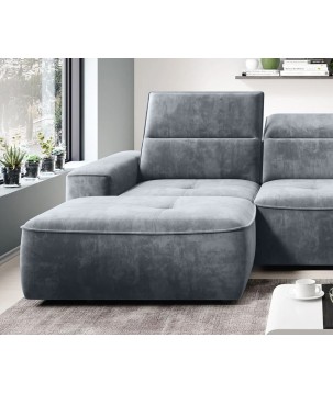 Narożnik COLOMBO Mini Lewostronny z elektryczną funkcją spania pojemnikiem PALLADIUM 15 Szary WERSAL