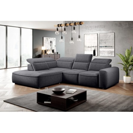 Narożnik COLOMBO L Lewostronny z elektryczną funkcją spania pojemnikiem ELEMENT 01 Grafitowy WERSAL