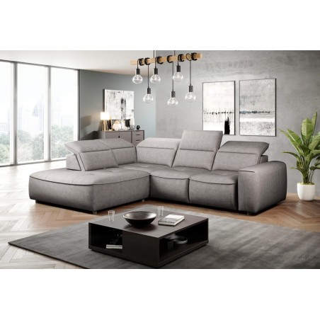 Narożnik COLOMBO L Lewostronny z elektryczną funkcją spania pojemnikiem ELEMENT 04 Popielaty WERSAL