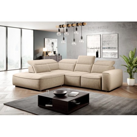 Narożnik COLOMBO L Lewostronny z elektryczną funkcją spania pojemnikiem ELEMENT 17 Beżowy WERSAL