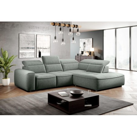 Narożnik COLOMBO L Prawostronny z elektryczną funkcją spania pojemnikiem ELEMENT 11 Zielony WERSAL