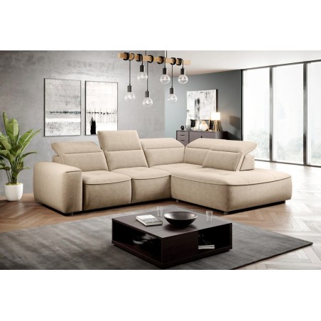 Narożnik COLOMBO L Prawostronny z elektryczną funkcją spania pojemnikiem ELEMENT 17 Beżowy WERSAL