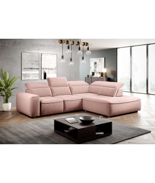 Narożnik COLOMBO L Prawostronny z elektryczną funkcją spania pojemnikiem ELEMENT 18 Różowy WERSAL