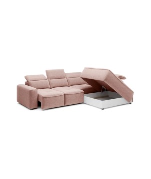 Narożnik COLOMBO L Prawostronny z elektryczną funkcją spania pojemnikiem ELEMENT 18 Różowy WERSAL