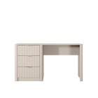 Beżowe Biurko LETNA z 3 szufladami – biurko do gabinetu i toaletka z ryflowanymi frontami