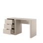 Beżowe Biurko LETNA z 3 szufladami – biurko do gabinetu i toaletka z ryflowanymi frontami