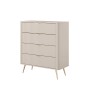 Beżowa Komoda LETNA 4 szuflady – komoda z ryflowanymi frontami Art Déco do salonu i sypialni