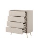 Beżowa Komoda LETNA 4 szuflady – komoda z ryflowanymi frontami Art Déco do salonu i sypialni