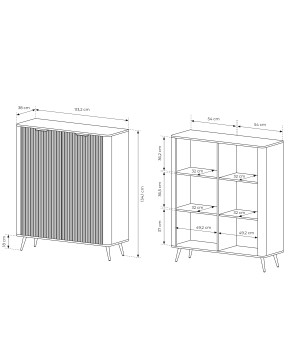 Beżowa Komoda wysoka LETNA 2D – komoda z ryflowanymi frontami do salonu i sypialni na wysokich nóżkach