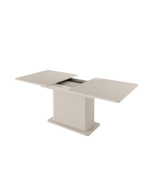 Beżowy Stół rozkładany LETNA M 160–200 cm ryflowana podstawa do jadalni i salonu