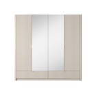 Beżowa Szafa LETNA z lustrem 4 drzwi 2 szuflady drążek półki duża szafa do garderoby lub sypialni