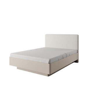 Beżowe Łóżko LETNA 160x200 z pojemnikiem – łóżko tapicerowane z zagłówkiem i stelażem do sypialni