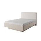 Beżowe Łóżko LETNA 160x200 z pojemnikiem – łóżko tapicerowane z zagłówkiem i stelażem do sypialni