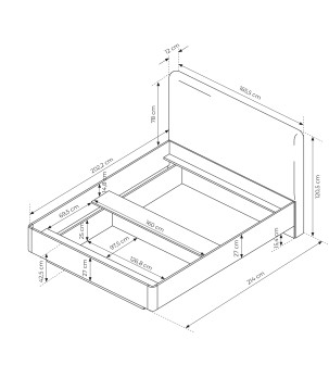Beżowe Łóżko LETNA 160x200 z pojemnikiem – łóżko tapicerowane z zagłówkiem i stelażem do sypialni