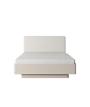 Beżowe Łóżko LETNA 160x200 z pojemnikiem – łóżko tapicerowane z zagłówkiem i stelażem do sypialni