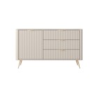 Beżowa Komoda LETNA 3 szuflady + drzwi – komoda z półkami do salonu i sypialni na wysokich nóżkach