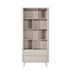 Beżowy Regał LETNA z szufladami – regał z półkami i 2 szufladami do salonu i biura na wysokich nóżkach