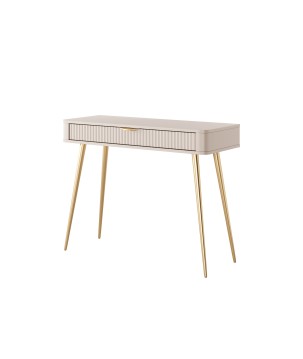 Beżowa Toaletka LETNA z szufladą ryflowane fronty metalowe nogi do salonu sypialni przedpokoju