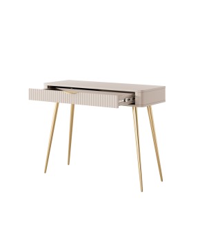 Beżowa Toaletka LETNA z szufladą ryflowane fronty metalowe nogi do salonu sypialni przedpokoju