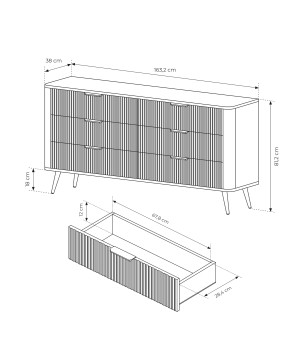 Biała Komoda LETNA 6 szuflad – komoda do salonu i sypialni pojemna na wysokich nóżkach