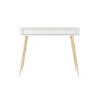 Biała Toaletka LETNA z szufladą ryflowane fronty metalowe nogi do salonu sypialni przedpokoju