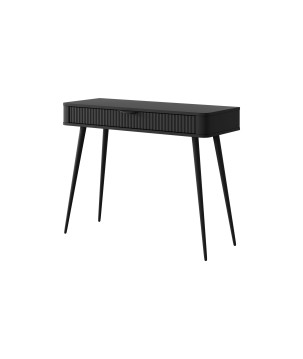 Czarna Toaletka LETNA z szufladą ryflowane fronty metalowe nogi do salonu sypialni przedpokoju