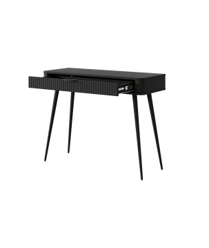 Czarna Toaletka LETNA z szufladą ryflowane fronty metalowe nogi do salonu sypialni przedpokoju