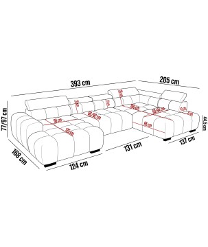 Narożnik BULL XL Prawostronny z elektryczną funkcją regulacji tkanina Salvador 01 WERSAL