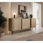 Komoda VILO 196 cm 2D3S Dąb Cremona – Nowoczesna z Ryflowanymi Frontami, Czarne Nogi Komoda VILO 196 cm 2D3S Dąb Cremona – Nowoczesna z Ryflowanymi Frontami, Czarne Nogi