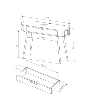 Toaletka VILO Dąb Cremona 120 cm – Nowoczesna z Metalowymi Czarnymi Nogami