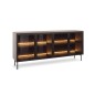 Komoda MILU 181 4D – Nowoczesna z Oświetleniem LED i Szkłem Flutes Ornamentowe, Push To Open DAB DUNIN 182x83x40 cm