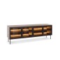 Stolik RTV MILU 181 4D – Nowoczesny z LED i Szkłem Flutes Ornamentowe, Push To Open DAB DUNIN 182x62x40 cm