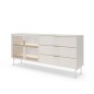 Komoda MILU 181 2D3S – Nowoczesna z Oświetleniem LED i Szkłem Flutes Ornamentowe, Push To Open KASZMIR 182x83x40 cm