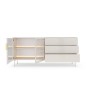 Komoda MILU 181 2D3S – Nowoczesna z Oświetleniem LED i Szkłem Flutes Ornamentowe, Push To Open KASZMIR 182x83x40 cm