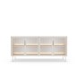 Komoda MILU 181 4D – Nowoczesna z Oświetleniem LED i Szkłem Flutes Ornamentowe, Push To Open KASZMIR 182x83x40 cm