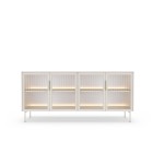 Komoda MILU 181 4D – Nowoczesna z Oświetleniem LED i Szkłem Flutes Ornamentowe, Push To Open KASZMIR 182x83x40 cm