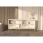 Komoda MILU 181 4D – Nowoczesna z Oświetleniem LED i Szkłem Flutes Ornamentowe, Push To Open KASZMIR 182x83x40 cm