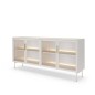 Komoda MILU 181 4D – Nowoczesna z Oświetleniem LED i Szkłem Flutes Ornamentowe, Push To Open KASZMIR 182x83x40 cm