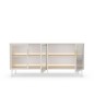 Komoda MILU 181 4D – Nowoczesna z Oświetleniem LED i Szkłem Flutes Ornamentowe, Push To Open KASZMIR 182x83x40 cm