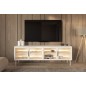 Stolik RTV MILU 181 4D – Nowoczesny z LED i Szkłem Flutes Ornamentowe, Push To Open KASZMIR 182x62x40 cm