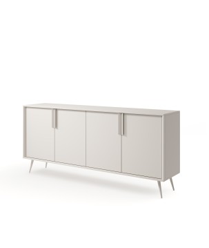 Komoda VERA 186 cm 4D Kaszmir – Nowoczesna Komoda na Metalowych Nogach do Salonu z Cichym Domykiem Styl Loft Glamour