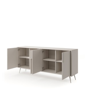 Komoda VERA 186 cm 4D Kaszmir – Nowoczesna Komoda na Metalowych Nogach do Salonu z Cichym Domykiem Styl Loft Glamour
