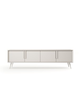Stolik RTV VERA 186 cm 4D Kaszmir – Nowoczesna Szafka RTV do Salonu z Cichym Domykiem na Metalowych Nogach Glamour Loft